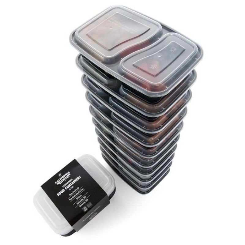 10 Meal Prep Engangsboks Lunsj Bpa-frie Bokser Plastmatbokser Three Grid