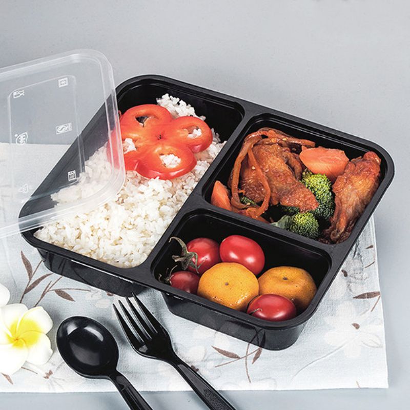 10 Meal Prep Engangsboks Lunsj Bpa-frie Bokser Plastmatbokser Three Grid