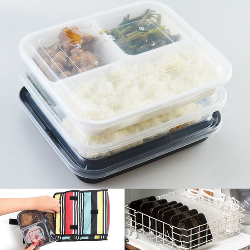 10 Meal Prep Engangsboks Lunsj Bpa-frie Bokser Plastmatbokser Three Grid