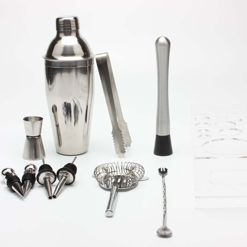 12 Stk/sett Cocktail Maker Bar Sets I Rustfritt Stål Shakers Mixer Drikke Bartender Bar Set