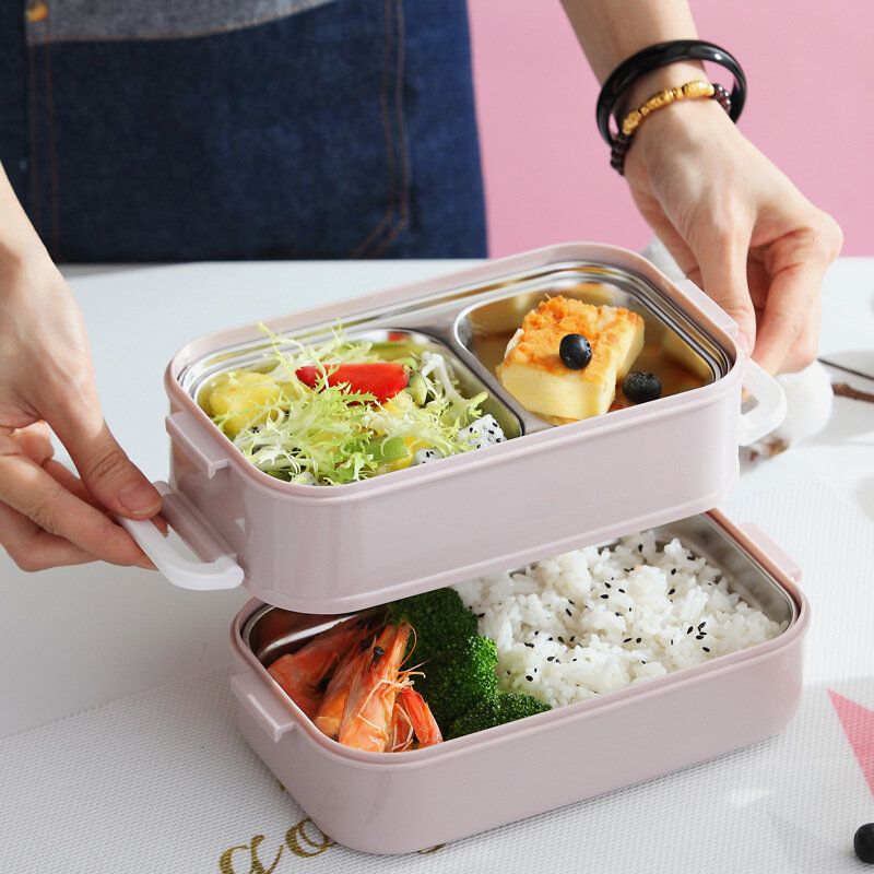 1.6l Bento-boks I Nordisk Stil I Rustfritt Stål Lunchboks Bærbar Lekkasjesikker Fornærmet Konserveringsboks