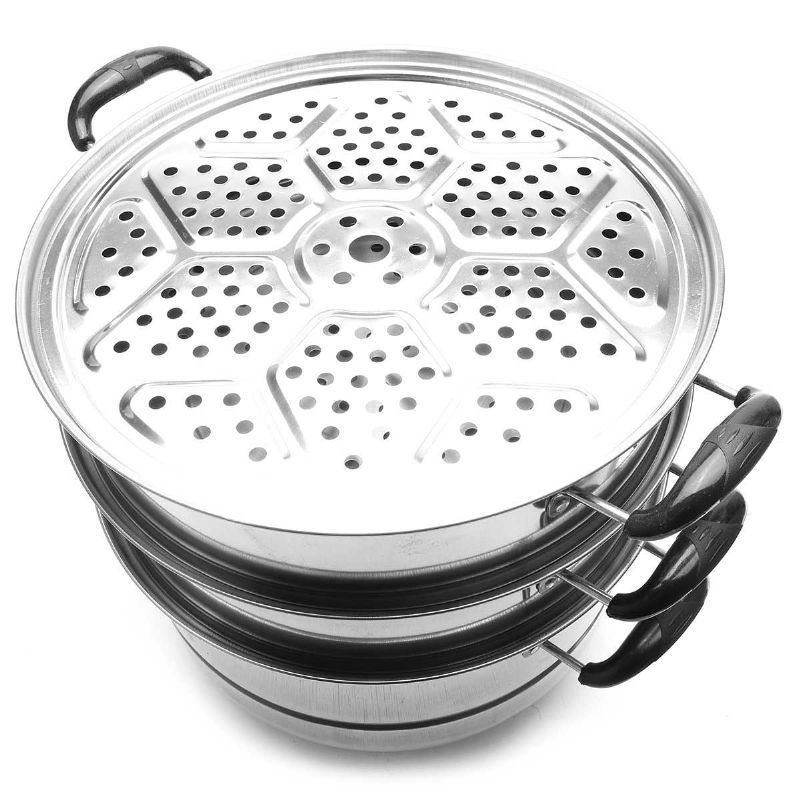 4-lags 32 cm Rustfritt Stål Dampkoker Matlaging Stock Hot Pot Kokekar 4 Lag