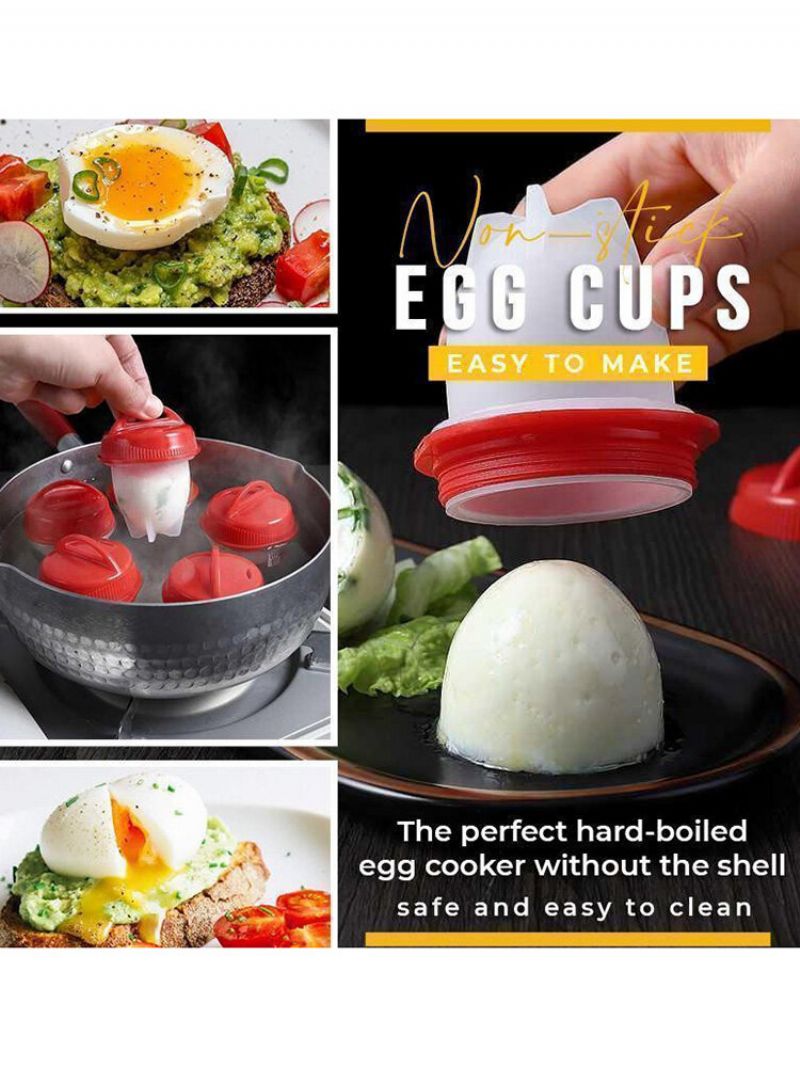 6 Stk A Sett Egg Steamer Silikon Non-stick Kokt Egg Cup Kjøkken Gadgets Baketilbehør Form