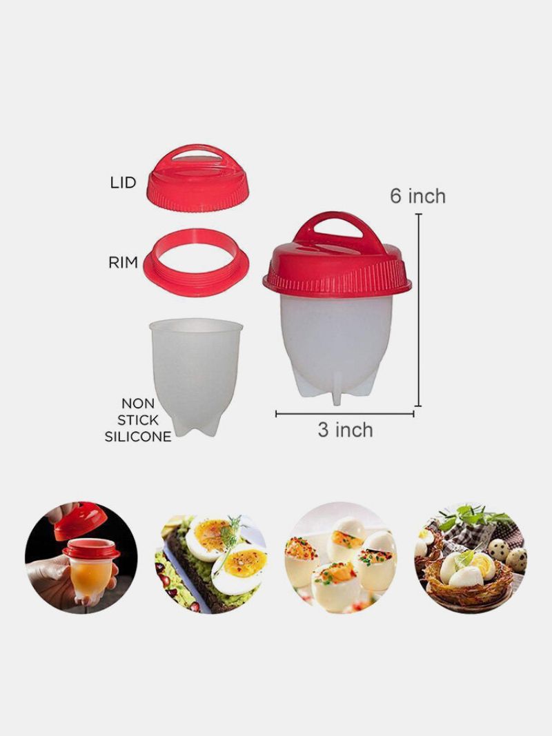 6 Stk A Sett Egg Steamer Silikon Non-stick Kokt Egg Cup Kjøkken Gadgets Baketilbehør Form