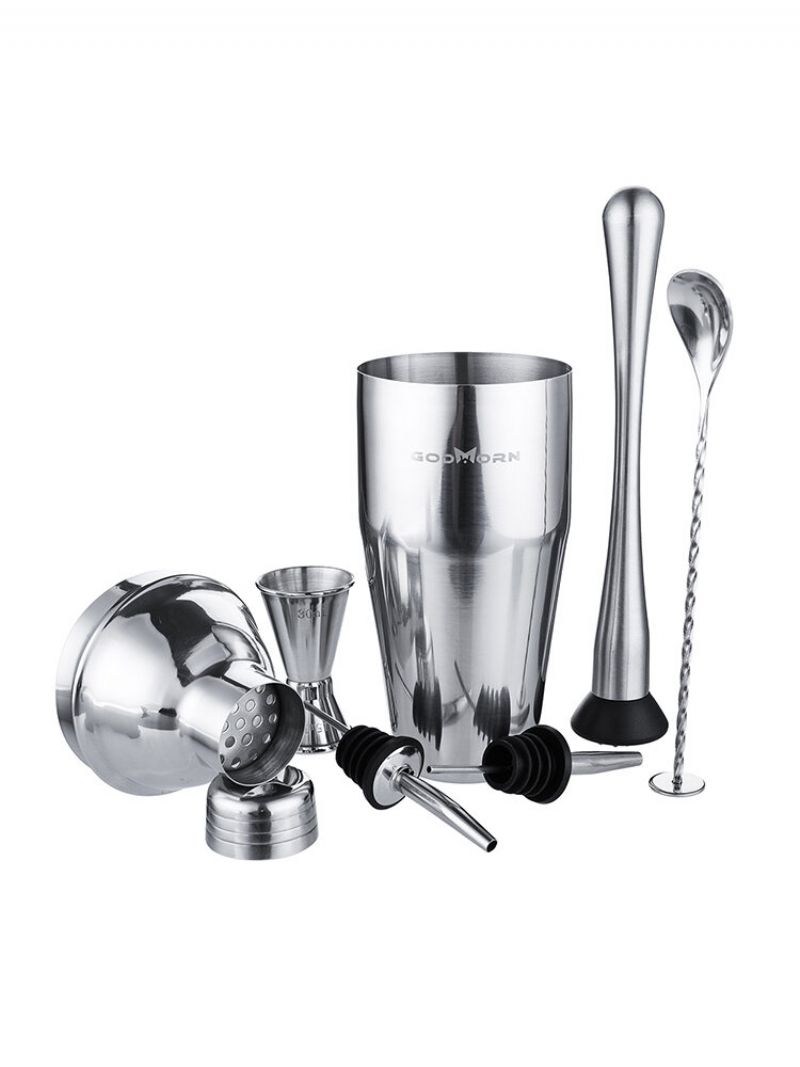 7 Stk Rustfritt Stål Cocktailshakere Mixer Drikke Bartender Bar Set Tools Kit