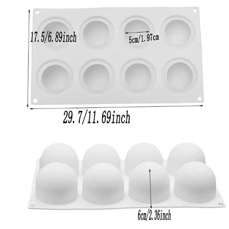 8 Runde Kuler Silikonkake Fondantform Diy Sjokoladekjeks Brødform Bakebrett