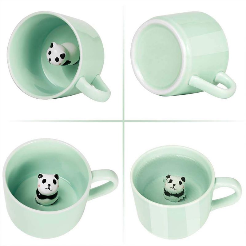 Animal Surprise Krus Med Panda Inni Morsom 3d Keramisk Kaffekrus Tekopp 8 Oz