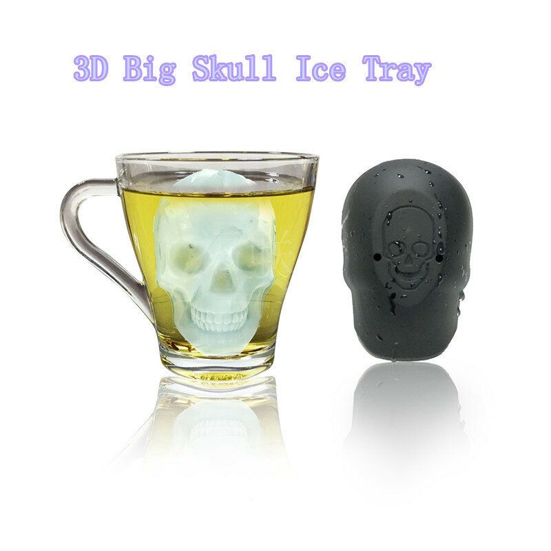 Big Skull Ice Mold Silikon Enkelt Hull Ice Gitter Creative Horror Big Ice Fortykket Ismaskin