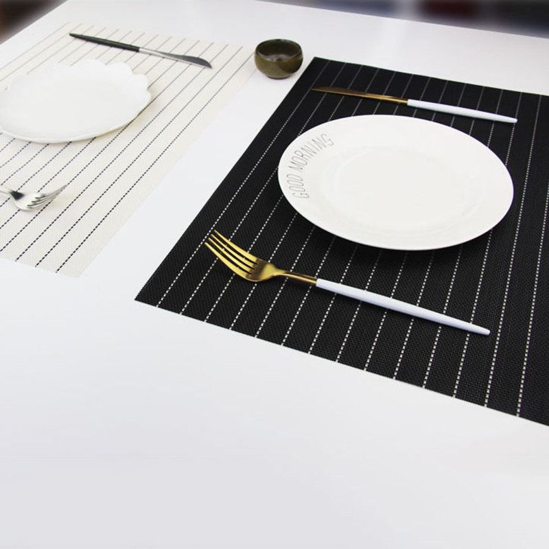 Black And White Stripes Pvc Western Food Pad Japansk Stil Pad Mat