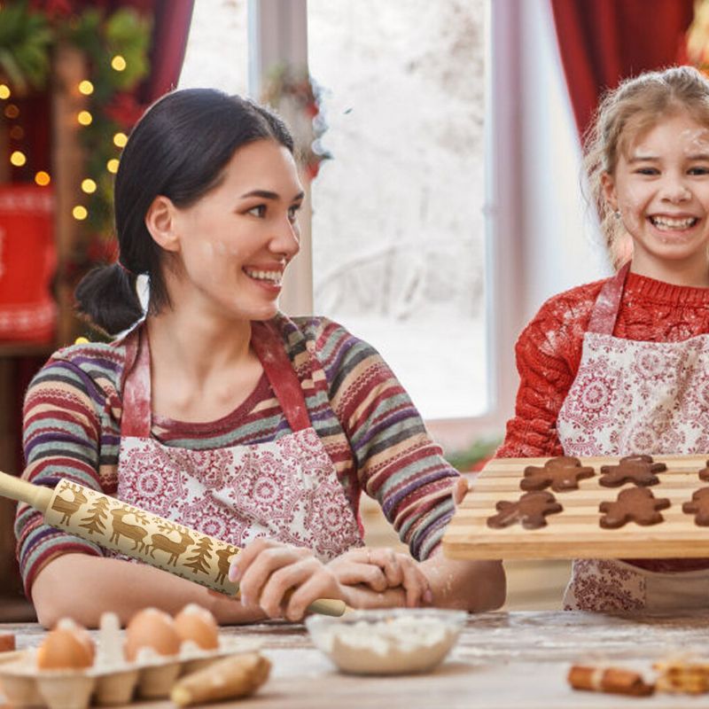 Christmas Elk Trykt Kjevle Tre Lasergravering Cookie Dough Stick