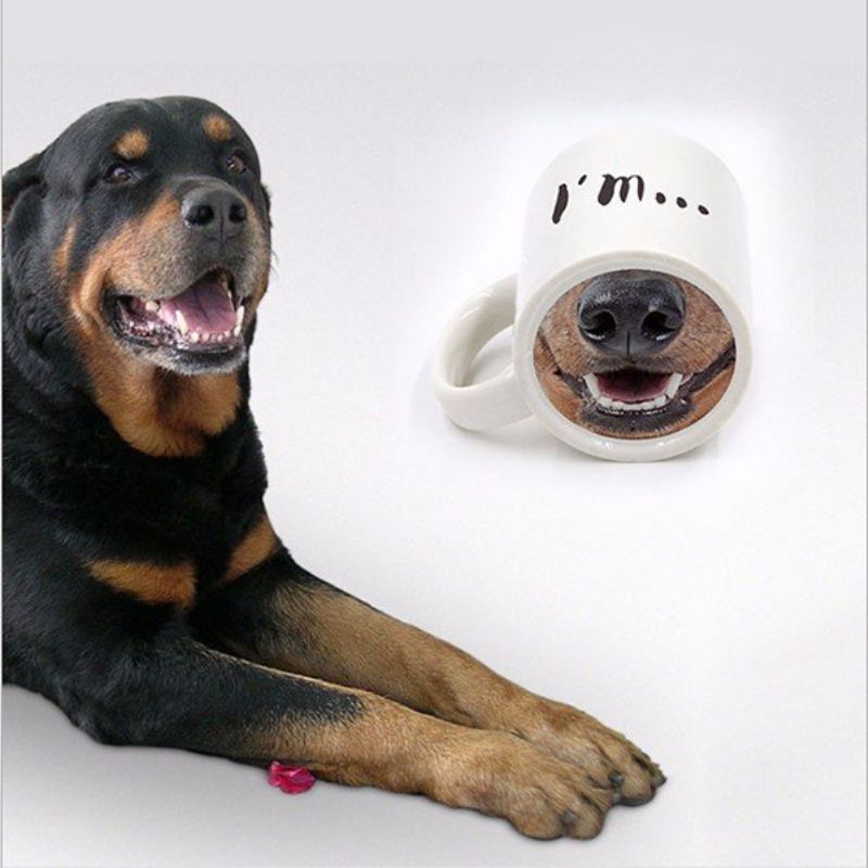 Funny Dog Nese Kaffe Te Krus Creative Pet Doggy Nose Keramisk Vannkopp