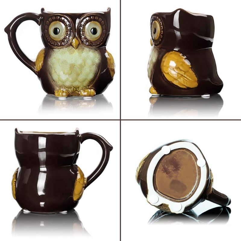 Funny Owl Keramisk Kaffekrus Te-krussøt Owl Morning Coffee Cup 12 Oz