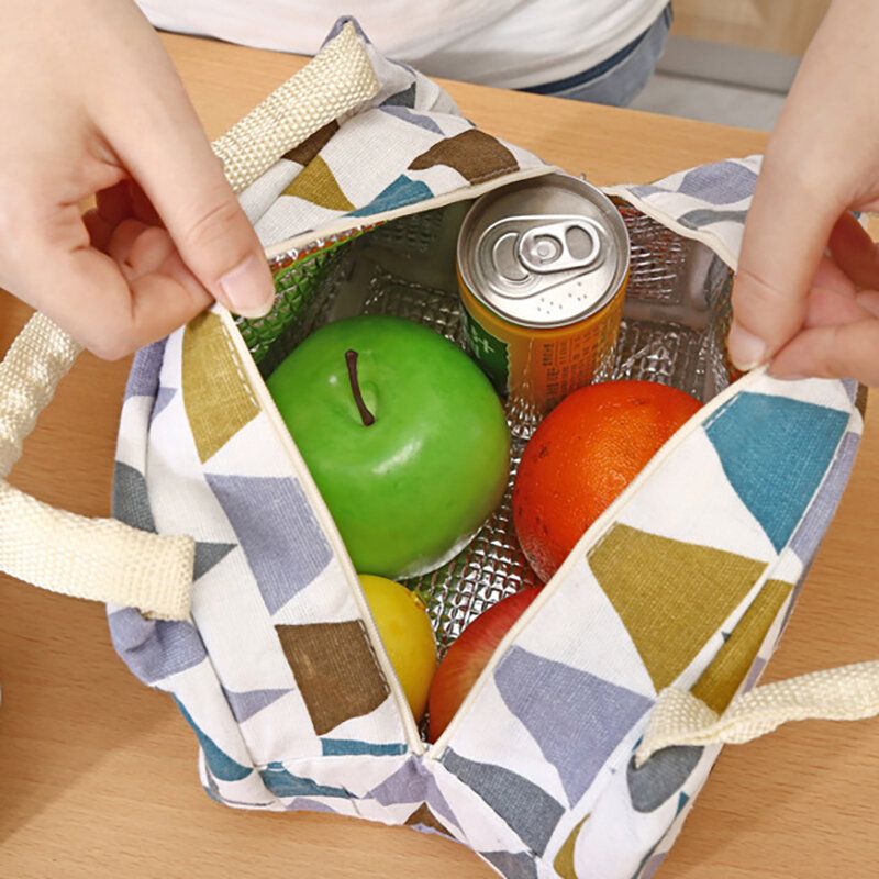 Geometrisk Mønster Isolasjonspose Cold Bag Ice Pack Matboks Bag Creative Portable Picnic Bag