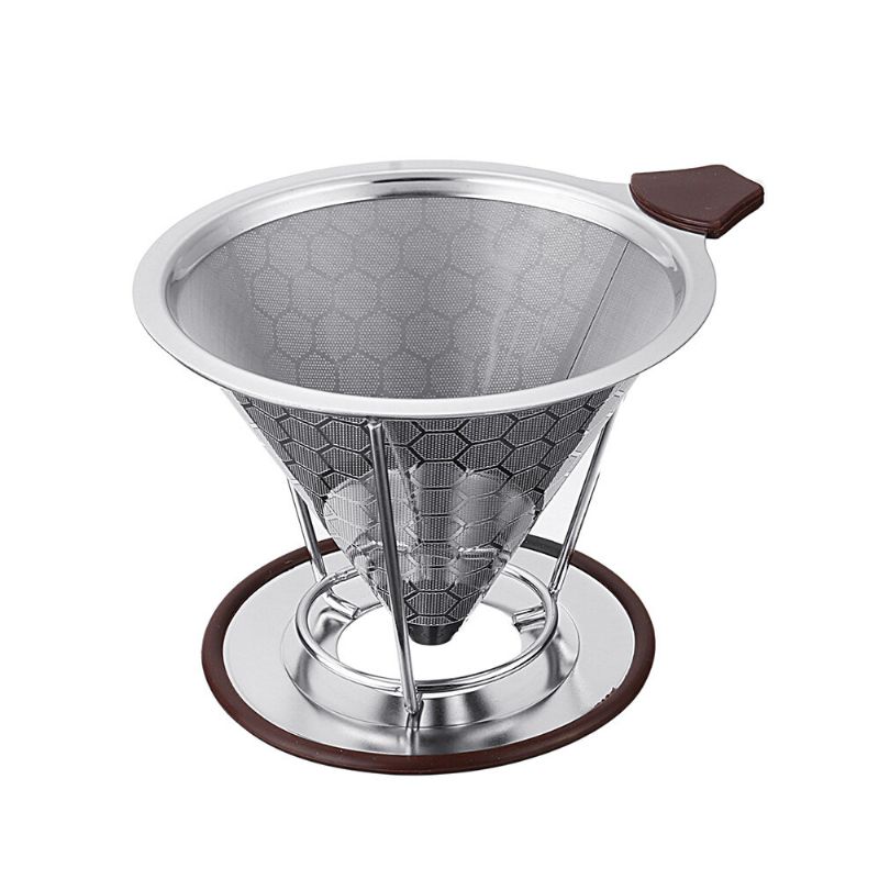 Honeycomb Rustfritt Stål Kaffefilter Kaffedrypp Med Avtakbar Koppholder