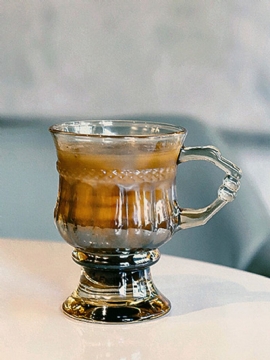 Ins Vintage Relief Glass High Foot Latte Kaffekopp