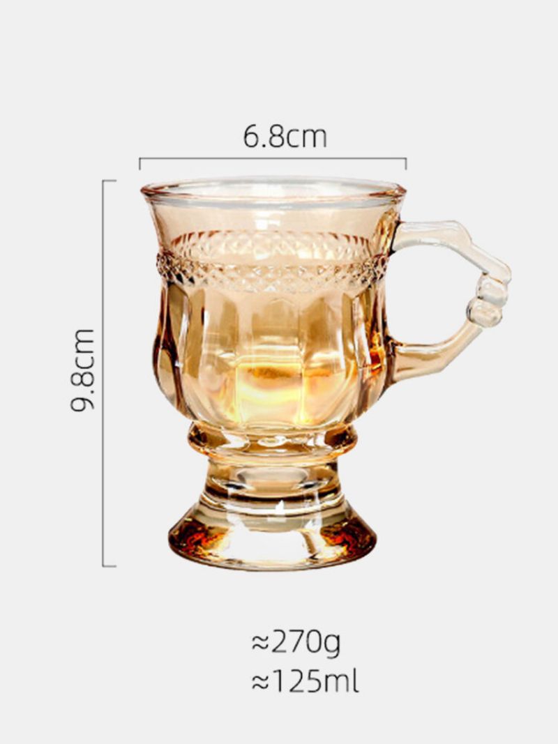 Ins Vintage Relief Glass High Foot Latte Kaffekopp