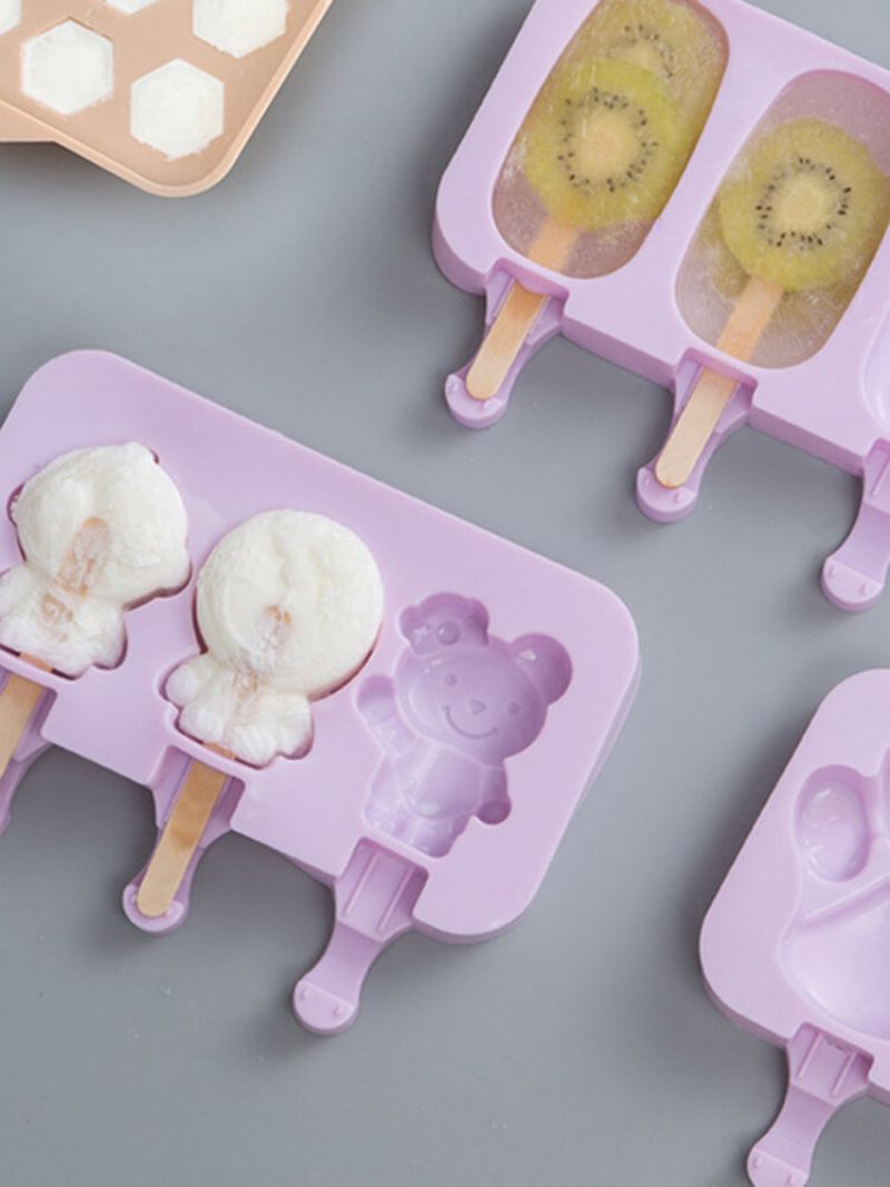 Iskrem Iskremform Silikon Tegneserie Hjemmelaget Ispinner Popsicle Mold Hjem Satt Til Å Sende 50 Trepinner