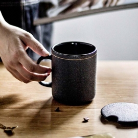 Japansk Kontorkeramisk Krus Kaffekopp Av Høy Kvalitet Med Lokk Skje Enkel Gavekopp For Menn