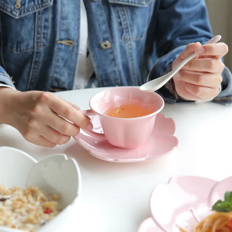 Japansk Stil Rosa Kronblad Servise Vestlig Mat Tallerken Saus Bakeretter