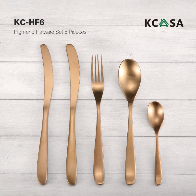 Kcasa Kc-hf6 High-end 420 Stianless Steel 5 Delers Bestikksett Menisk Design Servisesett Med