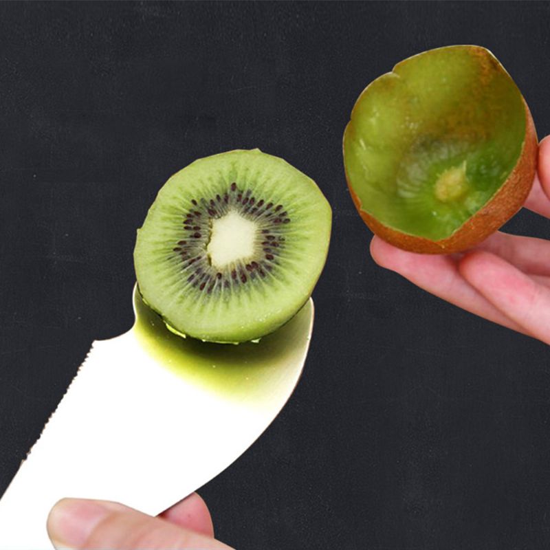 Kiwi Fruit Peeler 304 Rustfritt Stål Skjærer Multifunksjonell Fruktkniv Pulp Scoop Kjøkkenverktøy Fruktskjærer