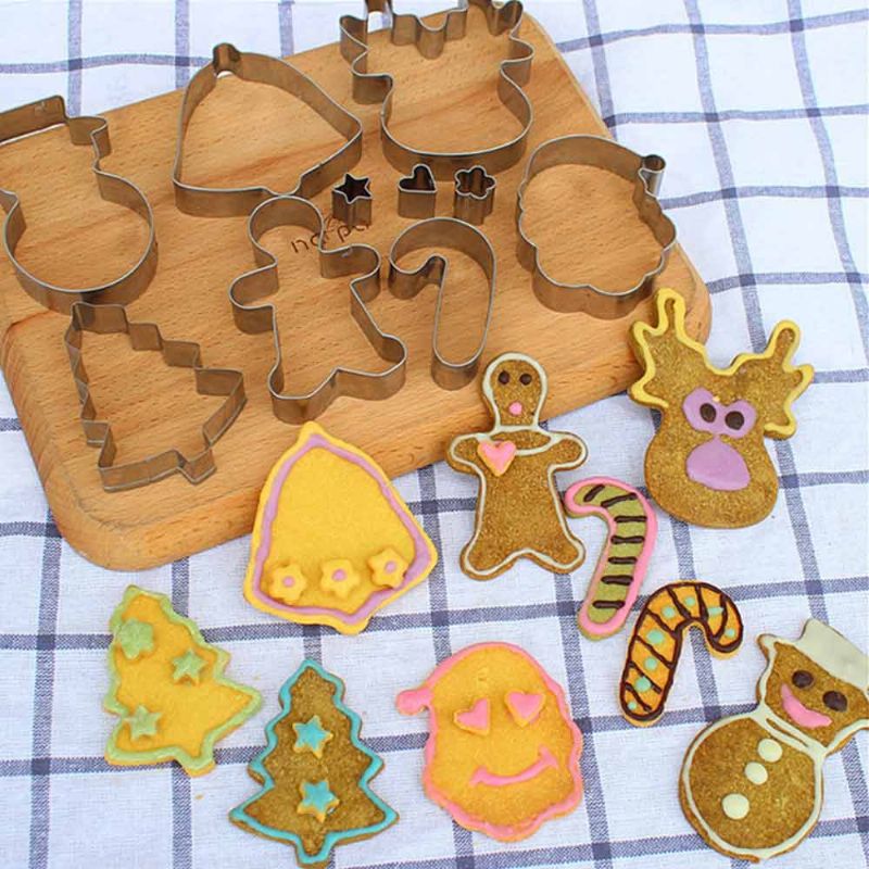 Mini Christmas Cookie Cutter Set Rustfritt Stål Kjeksformsett