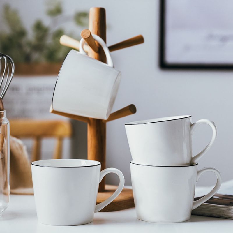 Minimalistisk Elegant Hvit Keramikkkrus Stor Kapasitet Ren Farge Kontor Husholdningsfrokost Melk Kaffekopp