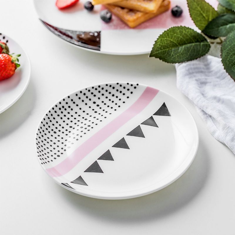 Minimalistisk Geometrisk Figur Prikkmønster Keramikkfat Delikat Elegant Pretty Frukt Mat Biff Frokosttallerken