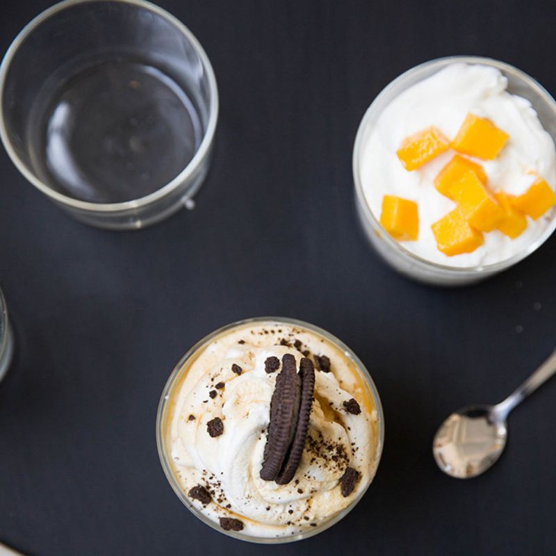 Minimalistisk Gjennomsiktig Høyborglasskopp Delikat Dessertpudding Mousse Melk Sterk Varmebestandig Krus