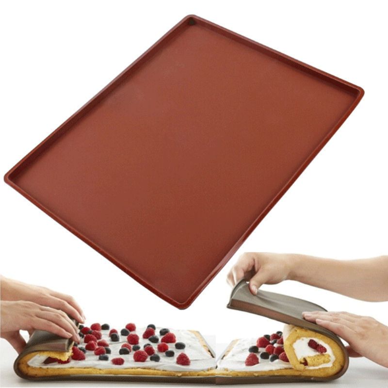 Non-stick Silikon Ovn Bakematte Swiss Roll Bakeark Rulledeig Pad