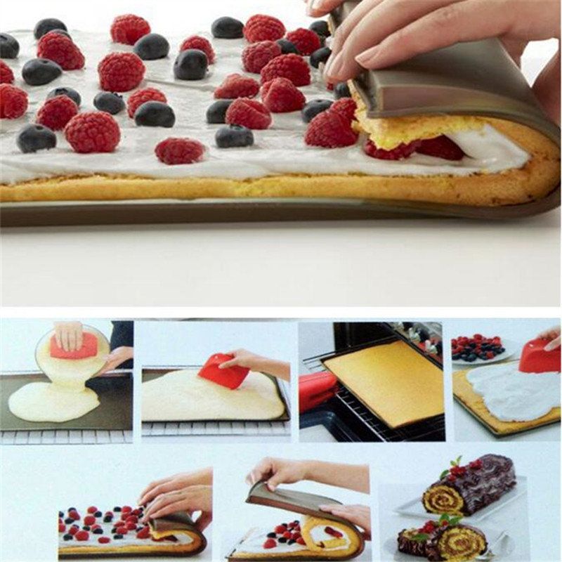 Non-stick Silikon Ovn Bakematte Swiss Roll Bakeark Rulledeig Pad