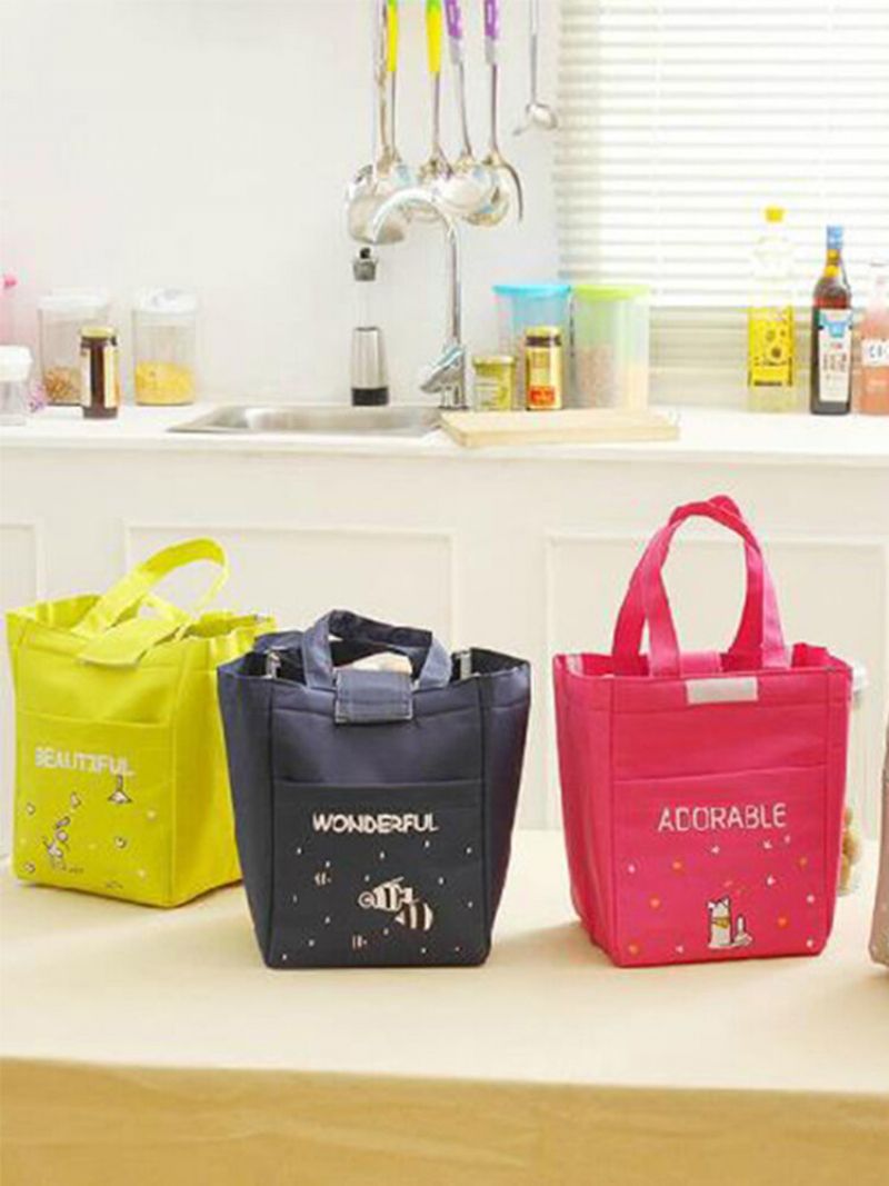 Oxford Waterproof Cartoon Thickening Lunsj Tote Bag Picnic Cooler Isolert Håndveske