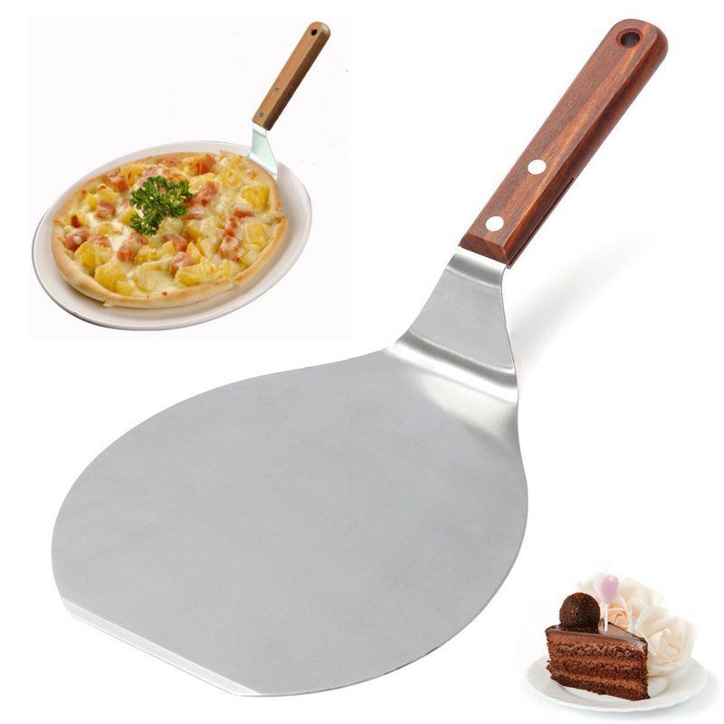 Pizza Spatel Skrell Rustfri Stål Spade Kakeholder Brett Tallerken Shifter Baking Bakeware