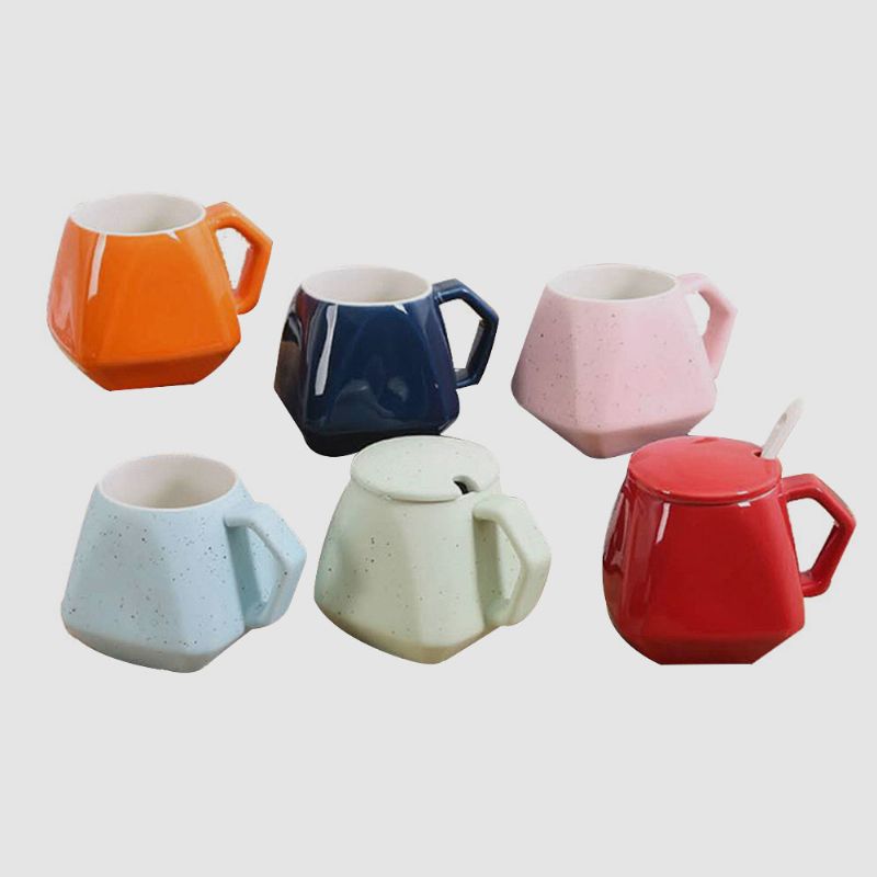 Polygonal Stil Keramiske Kaffemelkkrus Fargerike Stilige Porselenskrus