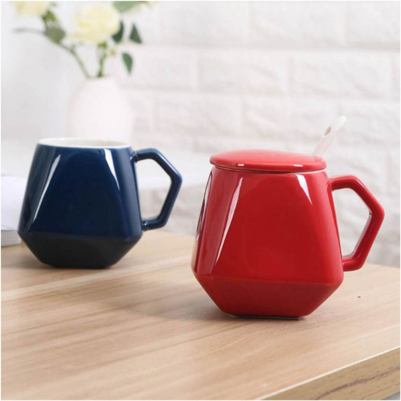 Polygonal Stil Keramiske Kaffemelkkrus Fargerike Stilige Porselenskrus