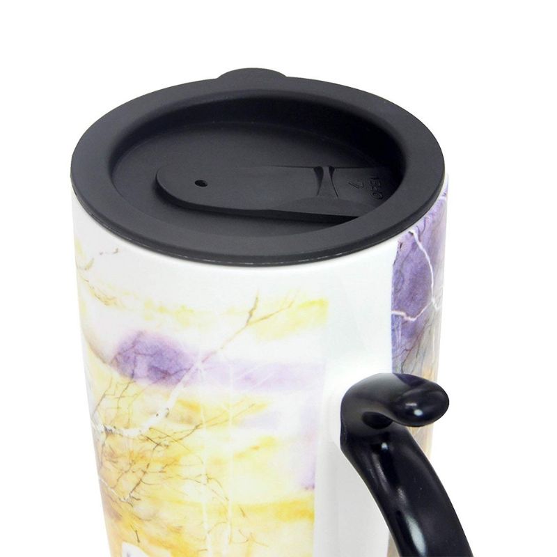 Reisekaffe Keramikkkrus Med Forseglet Lokk Stor Porselen Latte Tekopp Med Fancy Trykk 20 Oz