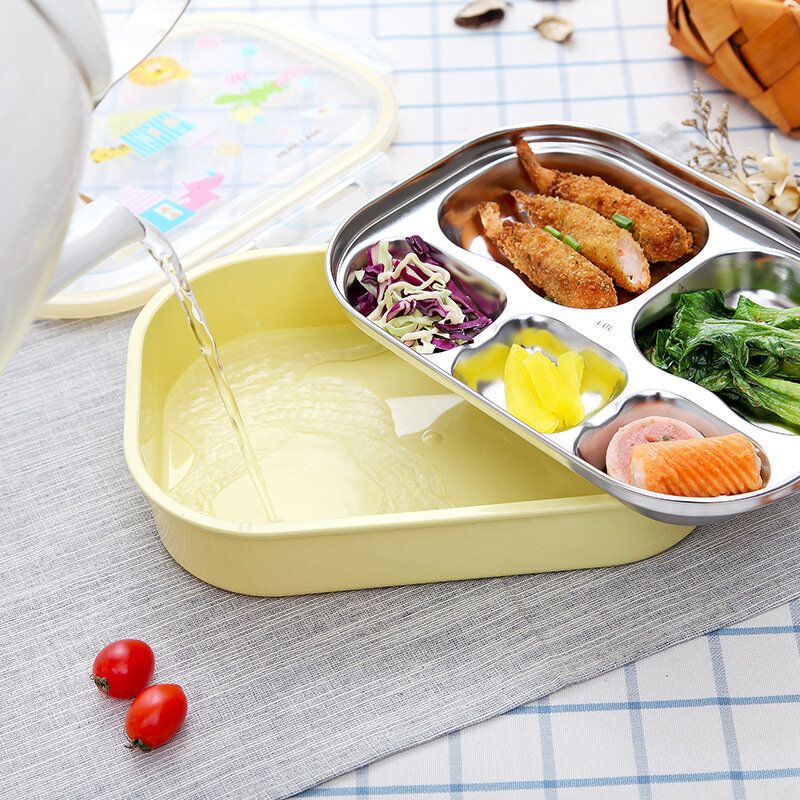 Rustfritt Stål Lunsjboks For Skolelunsj Bento-beholdere Rektangel Tegneserie 5 Rom