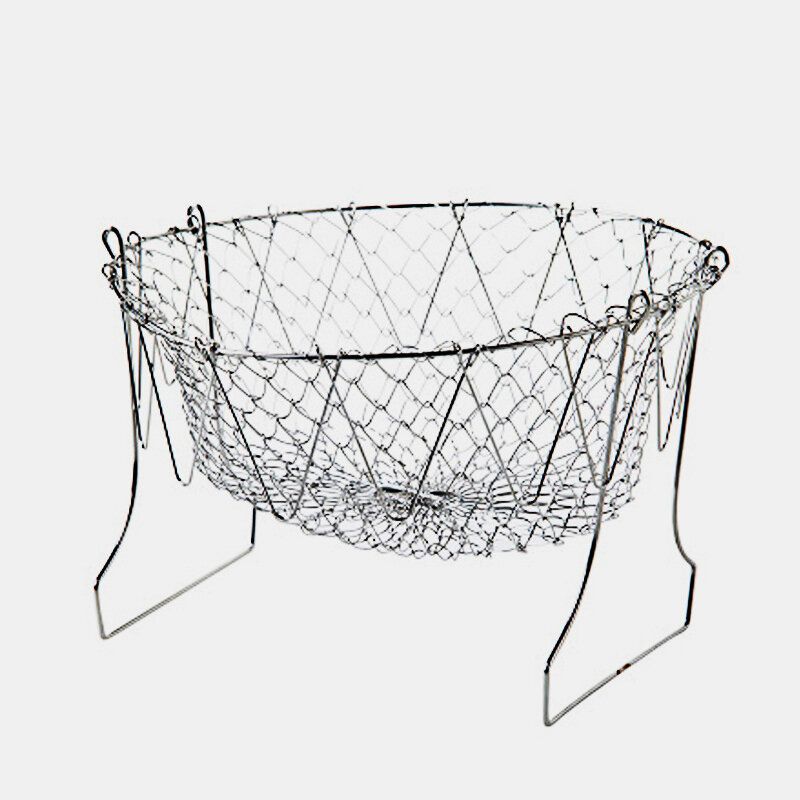 Rustfritt Stål Teleskopisk Folding Rund Fried Basket Fries Mesh Avløpsfilter Avløpskurv