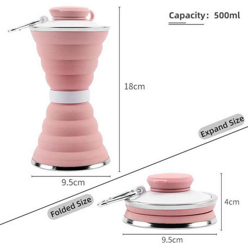 Sammenleggbar Vannflaske Silikon Bærbart 500 Ml Kopp Med Stor Kapasitet Utendørs Reiseutstyr