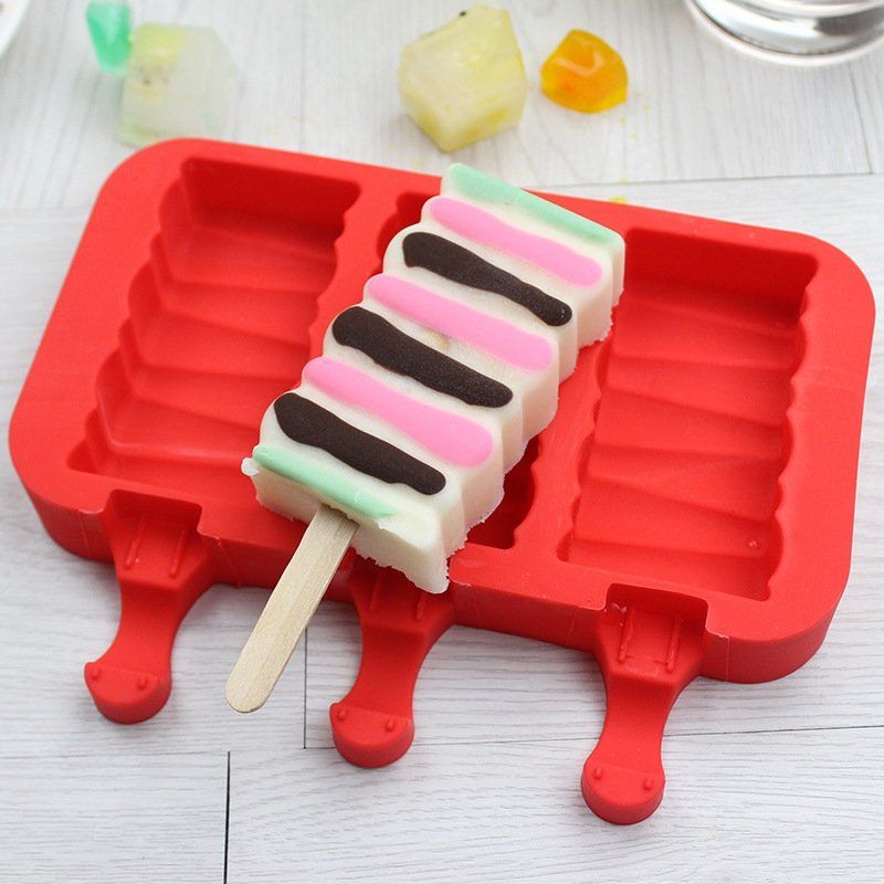 Silikon Gjør-det-selv Iskremform Popsicle-form Iskrembrett Ice Pops-form Med Støvtett Deksel