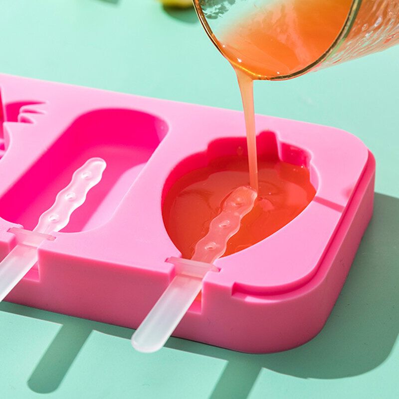 Silikonisgitter Rød Creative Ice Cube Mold Hjem Popsicle Ice Cream Quick Frozen Ice Box