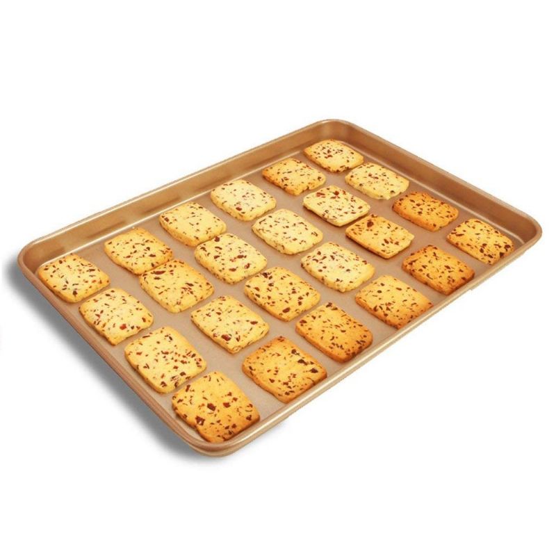 Stor Stekepanne 13 Tommer Non Stick Karbonstål Bakeware Cookie Sheet Stekebrett Gull