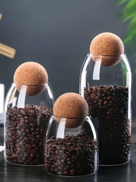 Tre Ball Stopper Glass Kaffebønne Oppbevaring Tank Te Tørr Frukt Lagring