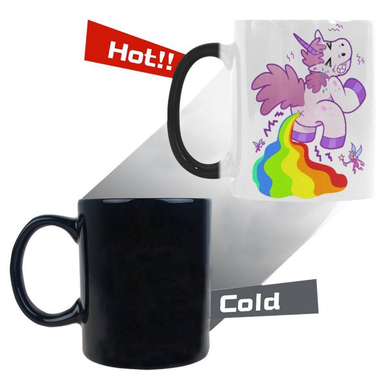 Unicorn 3d Keramisk Varmesensitiv Magisk Kaffekopp Fargeskiftende Krus