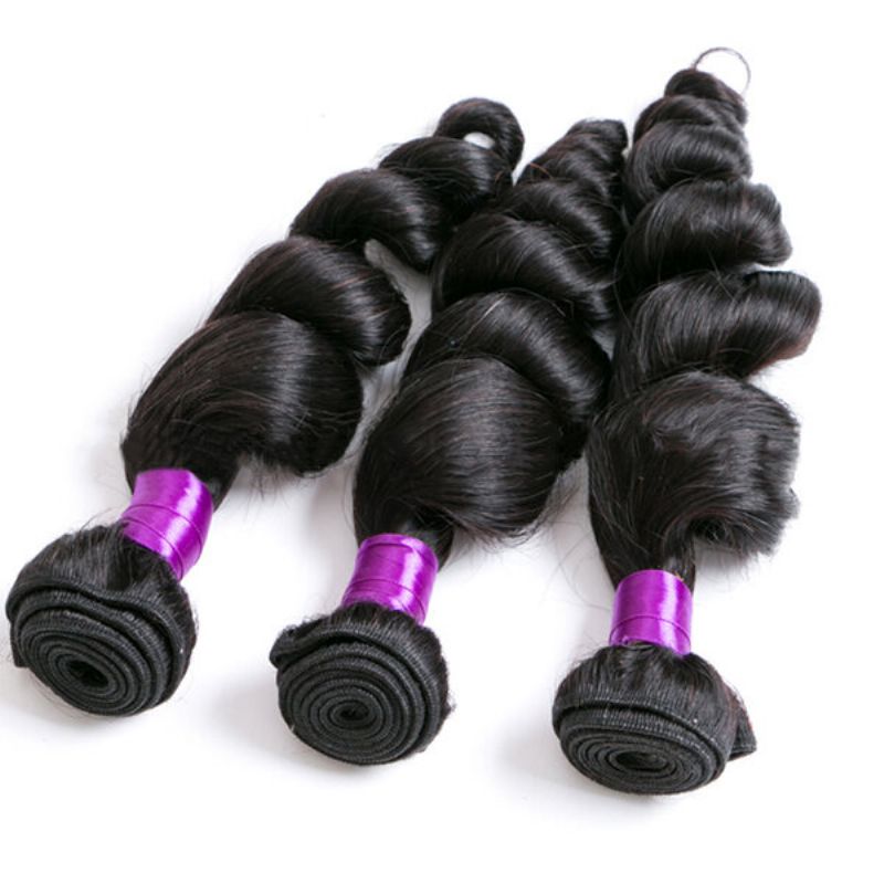 1 Bunt Brazilian Loose Wave Virgin Hiar Weave Natural Black Human Hair Extensions