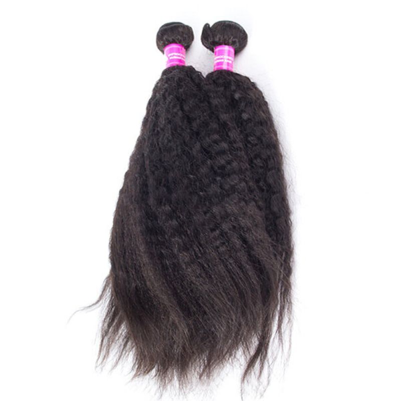 1 Bunt Kinky Straight Yaki 100 % Brasiliansk Human Virgin Hair Extension Weave Bunter Nature Color