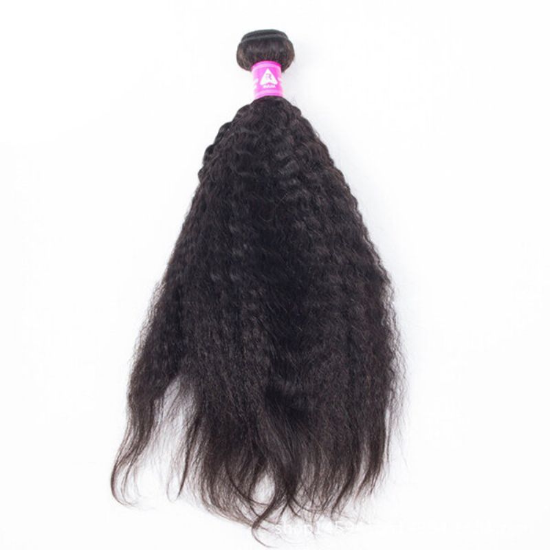 1 Bunt Kinky Straight Yaki 100 % Brasiliansk Human Virgin Hair Extension Weave Bunter Nature Color