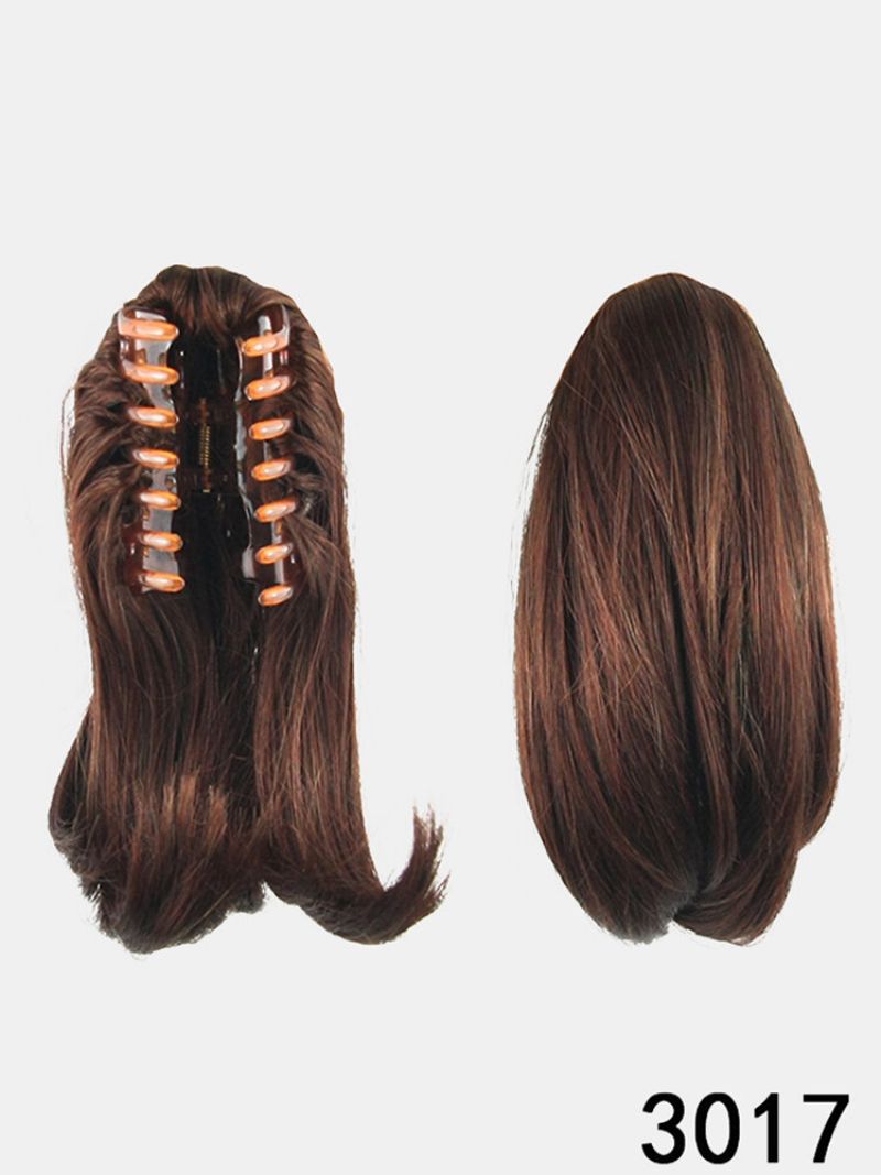 8 Farger Straight Hair Extensions Høytemperatur Fiber Catch Clip Liten Hestehale