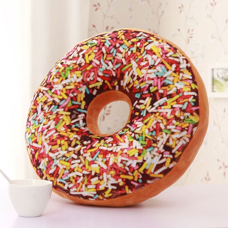 Imitert Donut-pute Realistisk Myk Bomullspute Med Spesiell 3d-effektutskriftsdesign