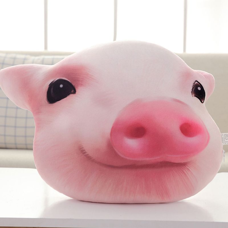 Pig-head Pute Søt Form Pp Kort Plysj Creative Bolster For Bursdagsgave